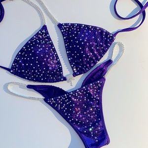 Crystal-Embellished Purple Bikini Set